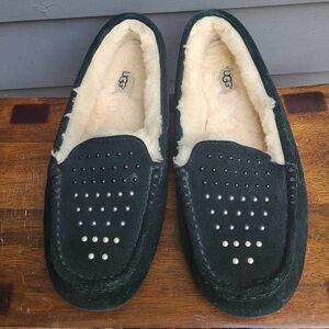 UGG Ansley Bling Black Suede Shearling Slippers size 11